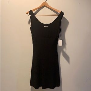 Calvin Klein Black Stretch Dress with Bands NWT
